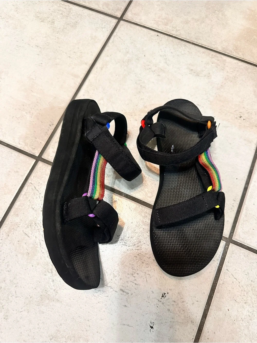 Teva Women's Black Rainbow Strap Sandal Teva Midform Universal Pride 10 - Picture 9 of 16